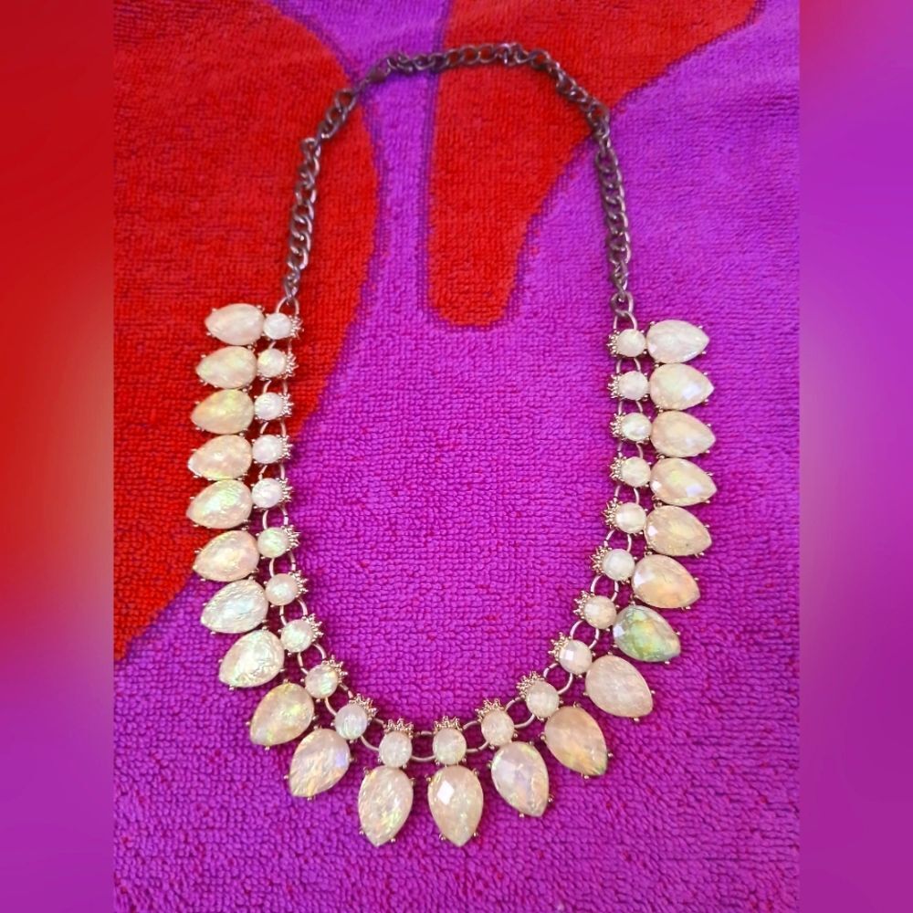 Faux Opal Necklace Fashion Jewelry Princess Cut